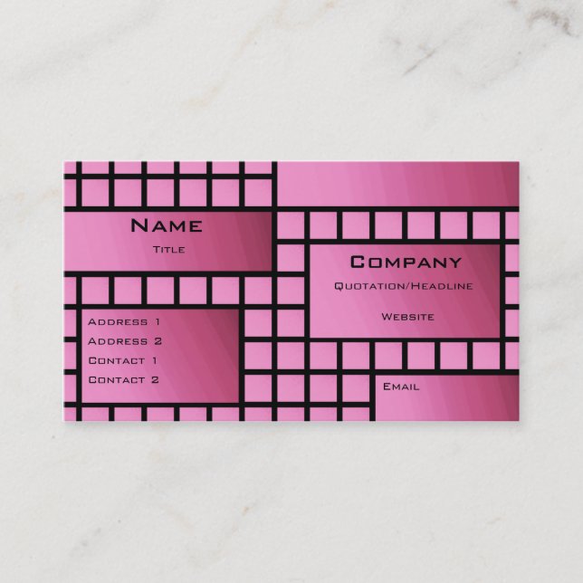 Funky Blocks Business Card, Deep Pink Card (Front)