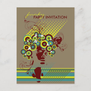 Funky Bloom Hair *02 Party Invitation Postcard