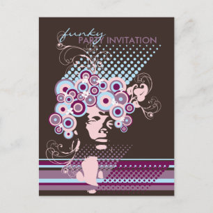 Funky Bloom Hair *03 Party Invitation Postcard