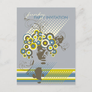 Funky Bloom Hair *04 Party Invitation Postcard