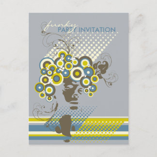 Funky Bloom Hair *04 Party Invitation Postcard