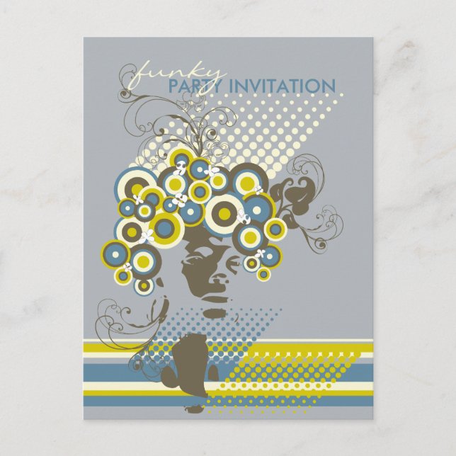 Funky Bloom Hair *04 Party Invitation Postcard (Front)