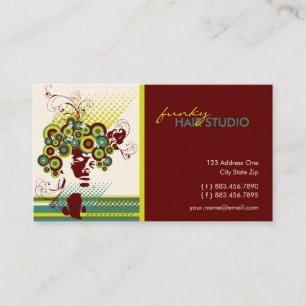 Funky Bloom Hair Floral Mod Circles Retro Abstract Business Card