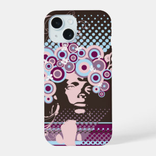 Funky Bloom Hair Floral Mod Circles Retro Abstract iPhone 15 Case