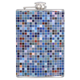 Funky Blue 'Bathroom Tiles' Pattern Hip Flask