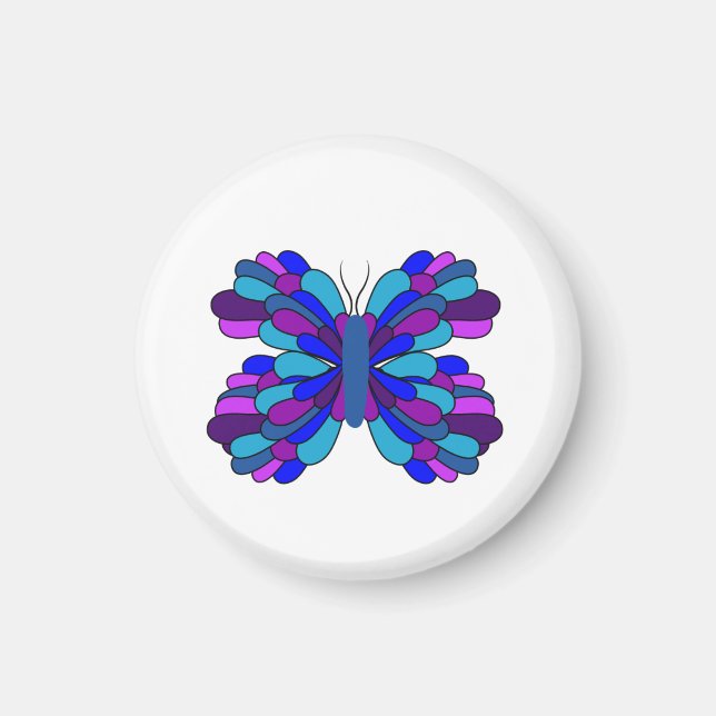 Funky Blue Butterfly Magnet (Front)