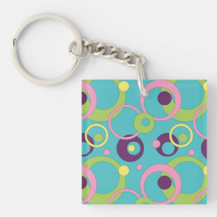 Funky Blue Circles Acrylic Keychain