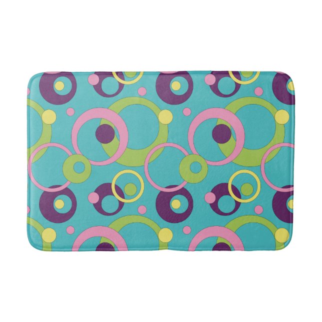 Funky Blue Circles Bath Mat (Front)