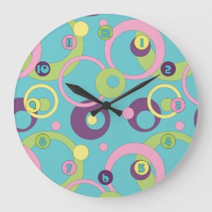 Funky Blue Circles Clock