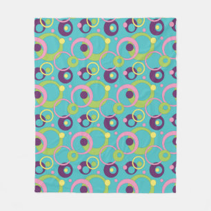Funky Blue Circles Fleece Blanket