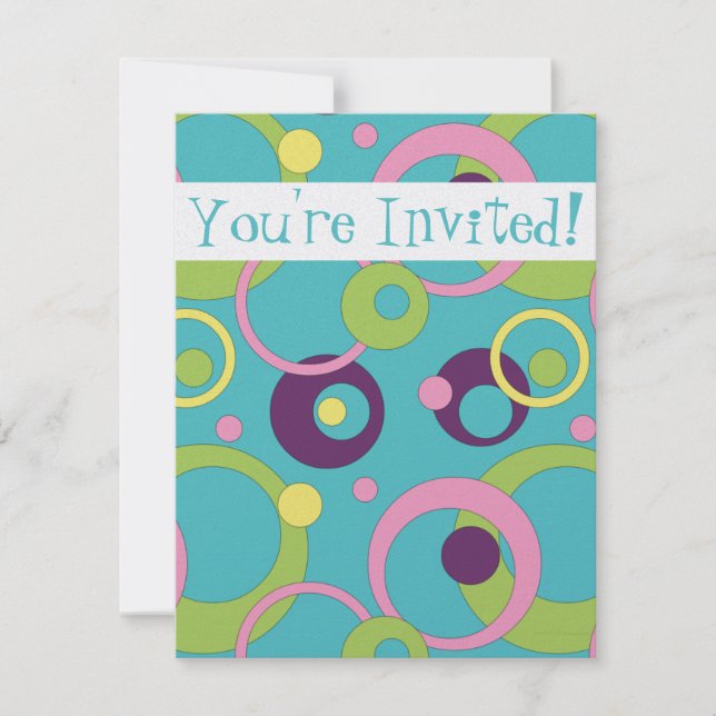 Funky Blue Circles Invitation (Front)