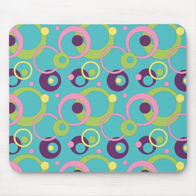 Funky Blue Circles Mousepad (Front)