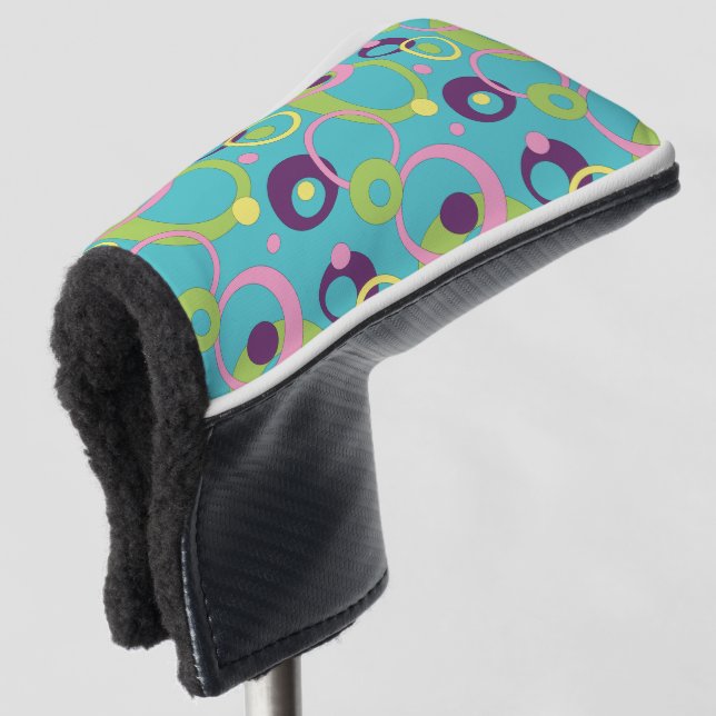 Funky Blue Circles Putter Cover (3/4 Front)