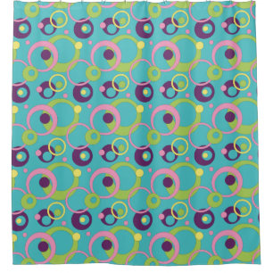 Funky Blue Circles Shower Curtain