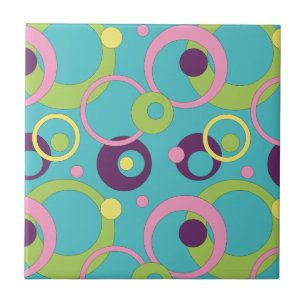 Funky Blue Circles Tile