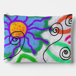 Funky Blue Flower Abstract Art Cosmetics Bag