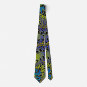 Funky Blue Green Seaweed Beads Fractal Abstract Tie