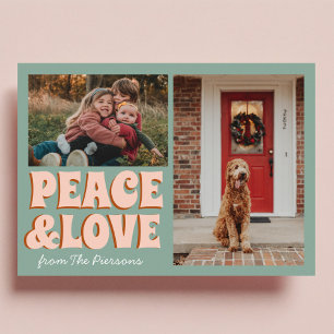 Funky Blue Pink Funny Cute Photo Christmas Card