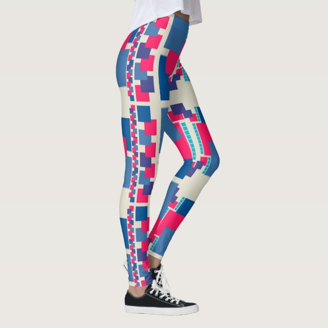 Funky Blue+Pink Square Pattern Leggings ★Psydefx★ (Right)