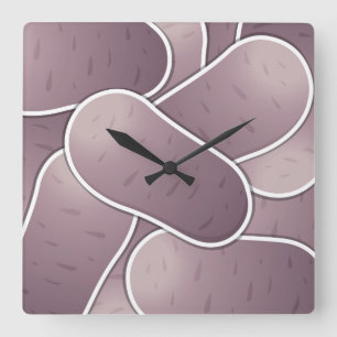 Funky blue potato square wall clock