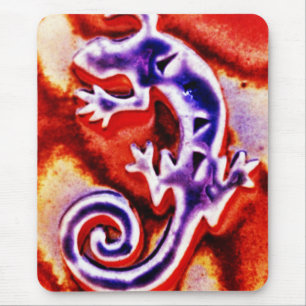 Funky Blue Purple Orange Lizard Gecko Southwestern Mouse Mat