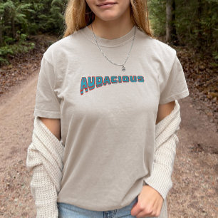 Funky Blue/Red Wording-Audacious Retro Style T-Shirt