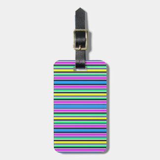 Funky Blue Yellow and Pink Striped Luggage Strap Tag