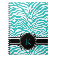 Funky Blue Zebra Print with Ribbon Monogram