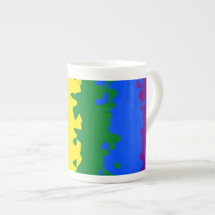 Funky Boho Abstract Gay Rainbow Mosaic Pride Flag Bone China Mug