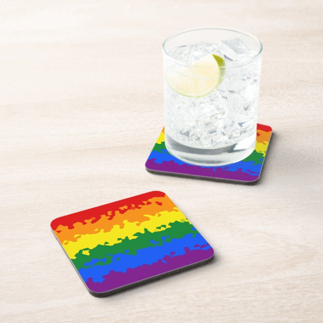 Funky Boho Abstract Gay Rainbow Mosaic Pride Flag Coaster (Right Side)