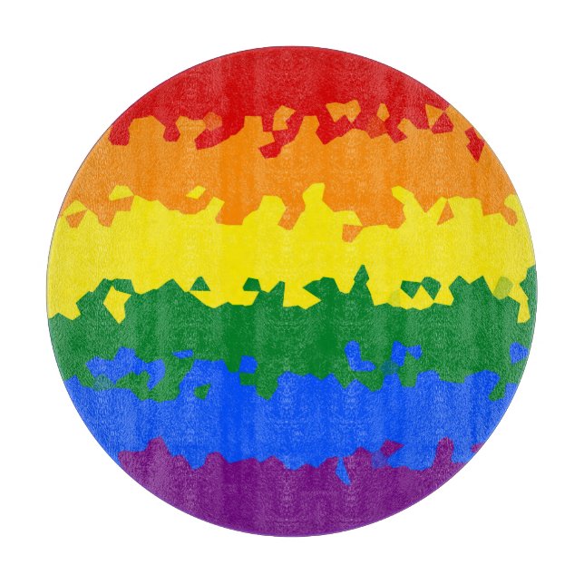Funky Boho Abstract Gay Rainbow Mosaic Pride Flag Cutting Board (Front)