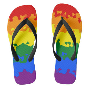 Funky Boho Abstract Gay Rainbow Mosaic Pride Flag Flip Flops
