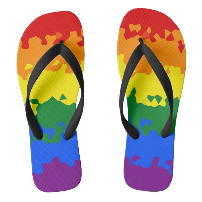 Funky Boho Abstract Gay Rainbow Mosaic Pride Flag Flip Flops (Footbed)