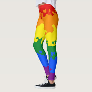 Funky Boho Abstract Gay Rainbow Mosaic Pride Flag Leggings
