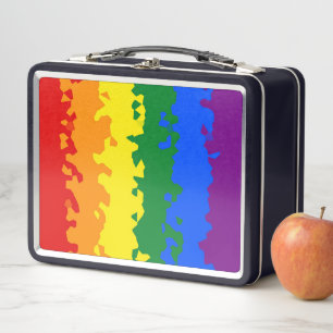 Funky Boho Abstract Gay Rainbow Mosaic Pride Flag Metal Lunch Box