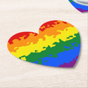 Funky Boho Abstract Gay Rainbow Mosaic Pride Flag Paper Coaster