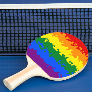 Funky Boho Abstract Gay Rainbow Mosaic Pride Flag Ping Pong Paddle