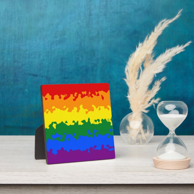 Funky Boho Abstract Gay Rainbow Mosaic Pride Flag Plaque (Insitu)