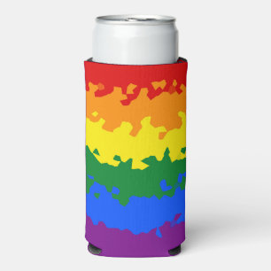 Funky Boho Abstract Gay Rainbow Mosaic Pride Flag Seltzer Can Cooler