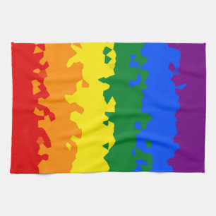 Funky Boho Abstract Gay Rainbow Mosaic Pride Flag Tea Towel