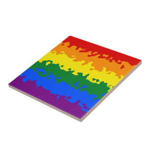 Funky Boho Abstract Gay Rainbow Mosaic Pride Flag Tile