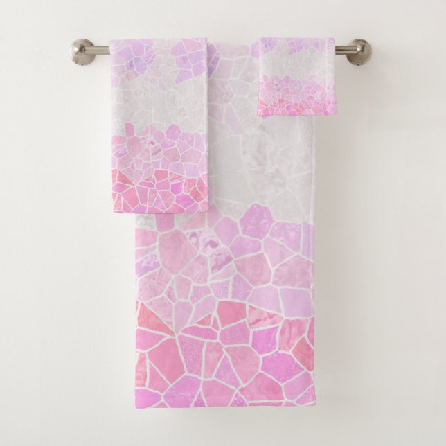 Funky Boho Abstract Mosaic Pomosexual Pride Flag Bath Towel Set (Insitu)