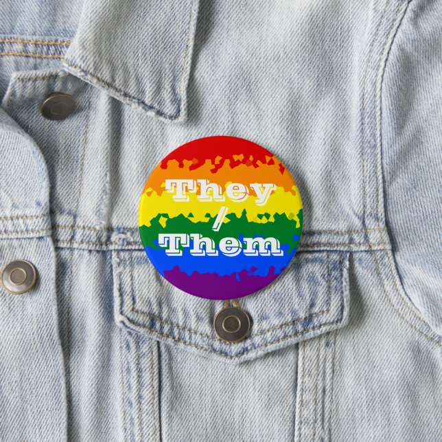 Funky Boho Customisable Pronoun Gay Pride Flag 7.5 Cm Round Badge (In Situ)