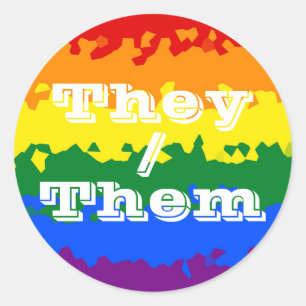 Funky Boho Customisable Pronoun Gay Pride Flag Classic Round Sticker