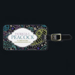 Funky Boho Hippie Peacock Paisley Personalised Luggage Tag<br><div class="desc">Add your first and last name, and contact details to create your personalised bag tag! Retro style paisley pattern background, given a funky modern look with bold and vibrant accent colours inspired by a peacock feather palette of rich purples, blues, and greens! This personalised luggage tag also has a fancy...</div>