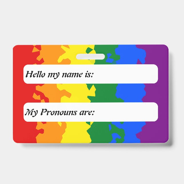 Funky Boho Rainbow Customisable Gay Pride Flag ID Badge (Front)