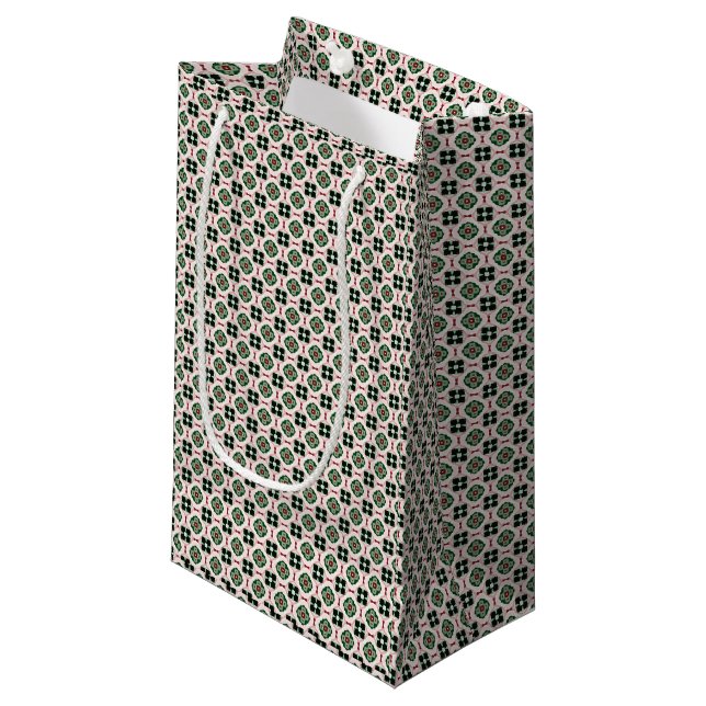 Funky Boho Retro Cute Abstract Christmas Pattern Small Gift Bag (Front Angled)