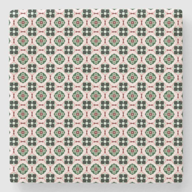 Funky Boho Retro Cute Abstract Christmas Pattern Stone Coaster (Front)