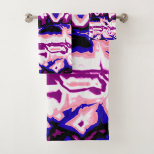 Funky Boho Retro Marbled Stripes Genderfluid Pride Bath Towel Set