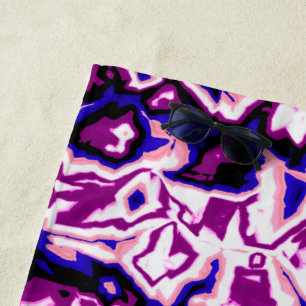 Funky Boho Retro Marbled Stripes Genderfluid Pride Beach Towel